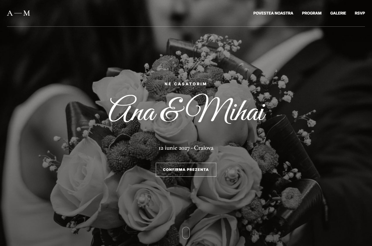 Captura modelului romantic de site de nunta Nuntile.ro